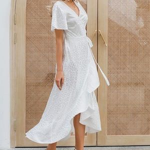 *New! Summer Chiffon V Neck Ruffle Maxi Dress Polka Dot Long Beach Wrap Dress